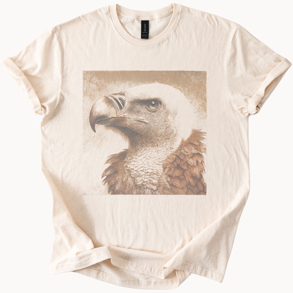 Bird of Prey Engraved Graphic Tee Detailed Wildlife Art